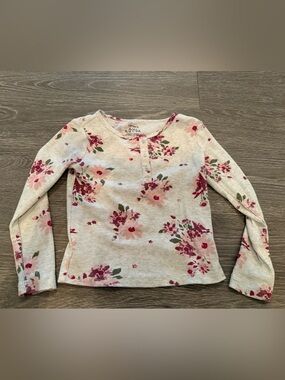 Carter's gray Long-Sleeve Floral Henley Top with Pink Accents